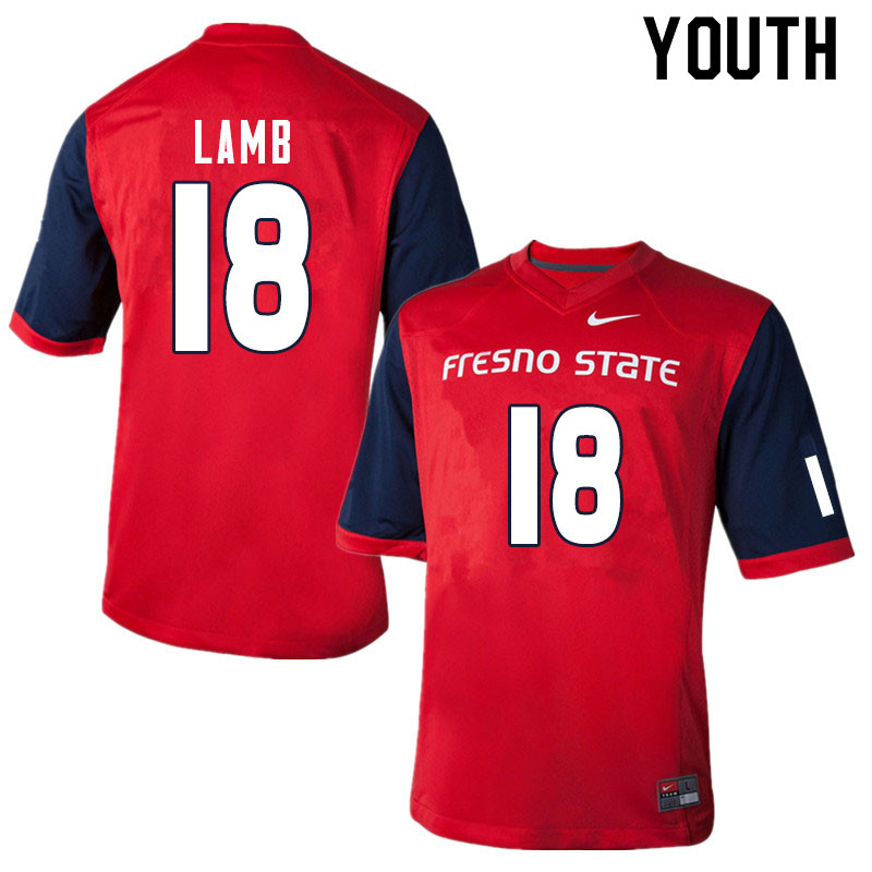 Youth #18 Nate Lamb Fresno State Bulldogs College Football Jerseys Sale-Red - Click Image to Close